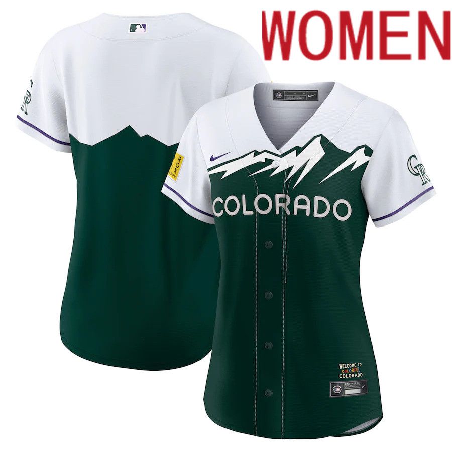 Cheap Custom Women Colorado Rockies Blank Nike Green 2022 City Connect Replica Team MLB Jersey